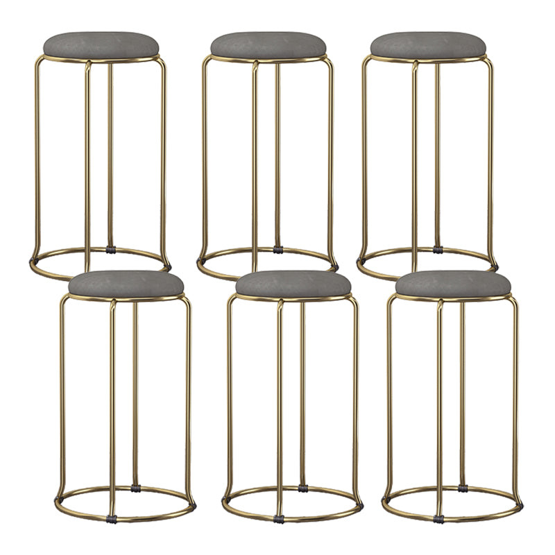 Glam Round Seat Counter Stool Faux Leather and Fabric Backless Counter Chair