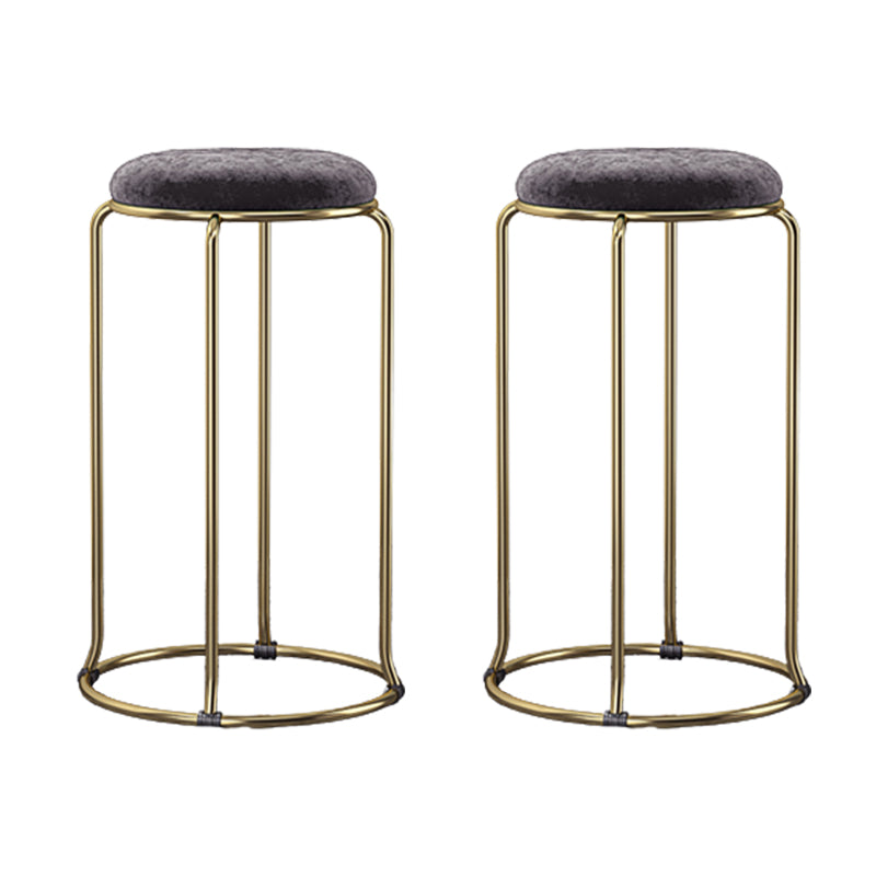 Glam Round Seat Counter Stool Faux Leather and Fabric Backless Counter Chair
