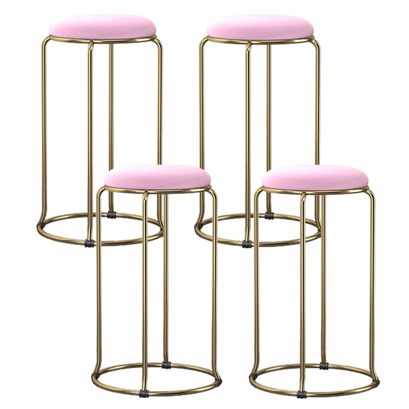 Glam Round Seat Counter Stool Faux Leather and Fabric Backless Counter Chair