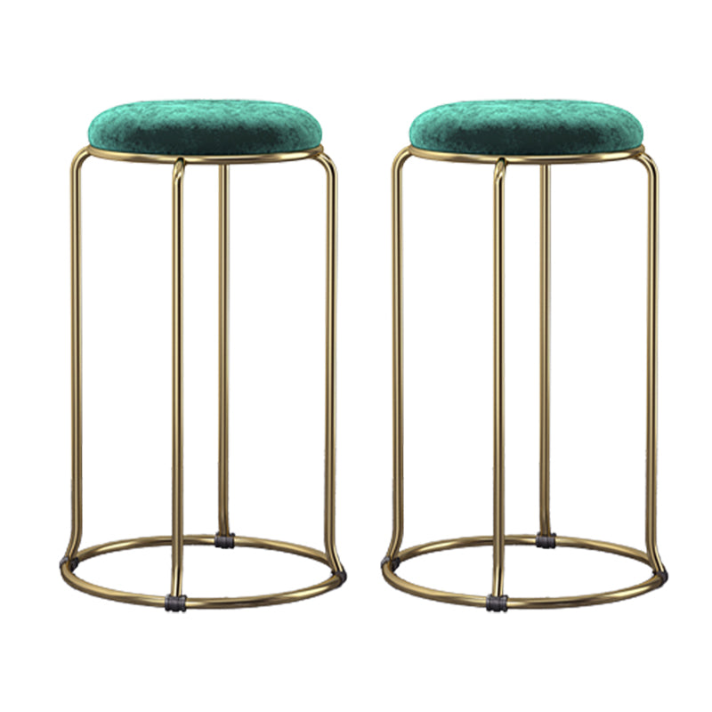 Glam Round Seat Counter Stool Faux Leather and Fabric Backless Counter Chair