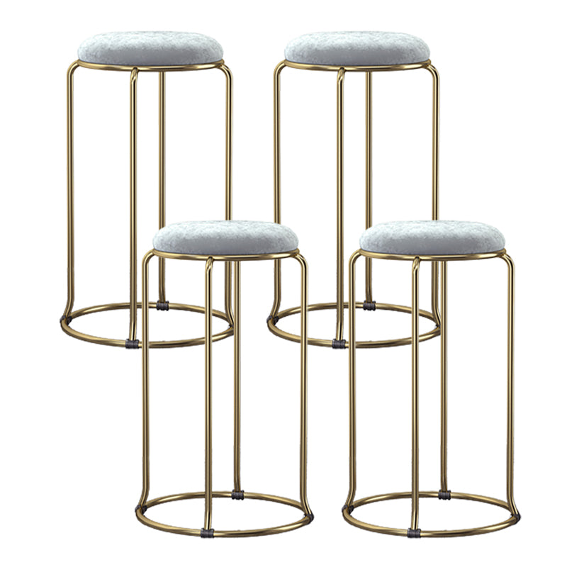 Glam Round Seat Counter Stool Faux Leather and Fabric Backless Counter Chair
