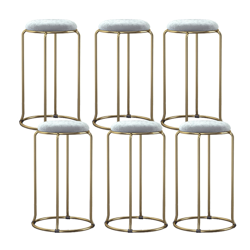 Glam Round Seat Counter Stool Faux Leather and Fabric Backless Counter Chair