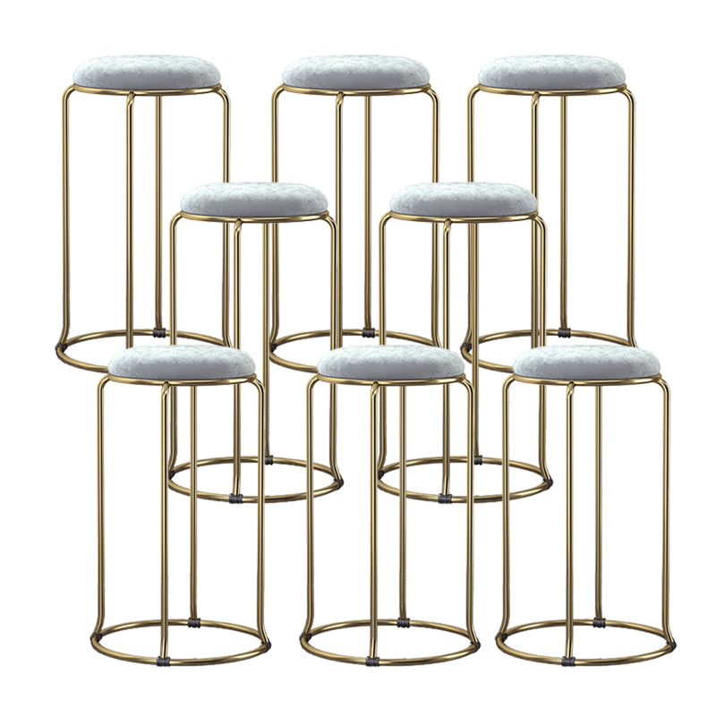 Glam Round Seat Counter Stool Faux Leather and Fabric Backless Counter Chair