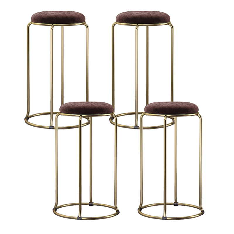 Glam Round Seat Counter Stool Faux Leather and Fabric Backless Counter Chair