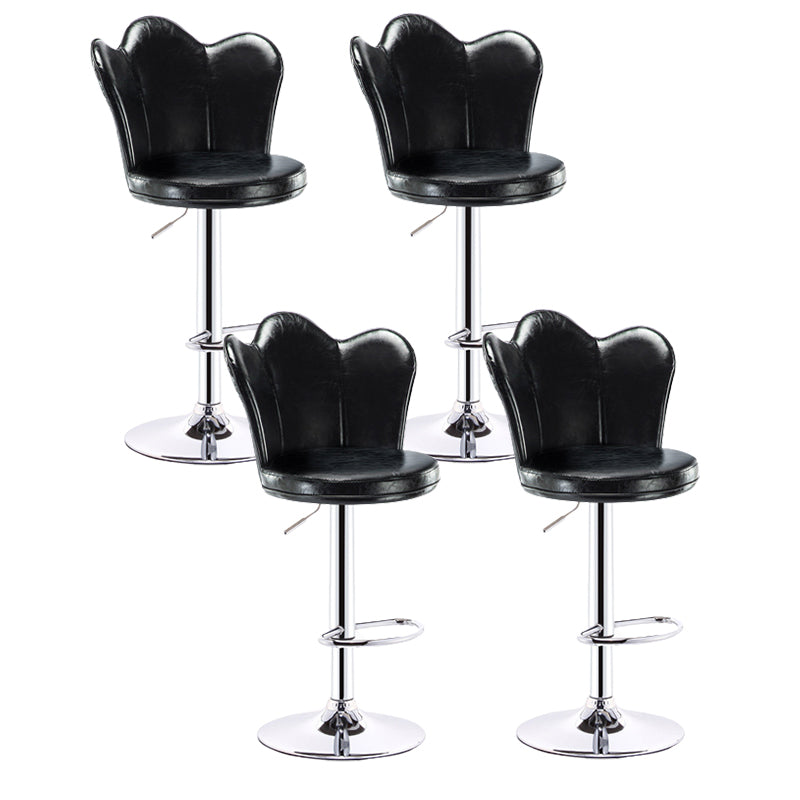 Contemporary Metal Barstool Velvet Footrest Low Back Stool with Swivel in Matte Finish