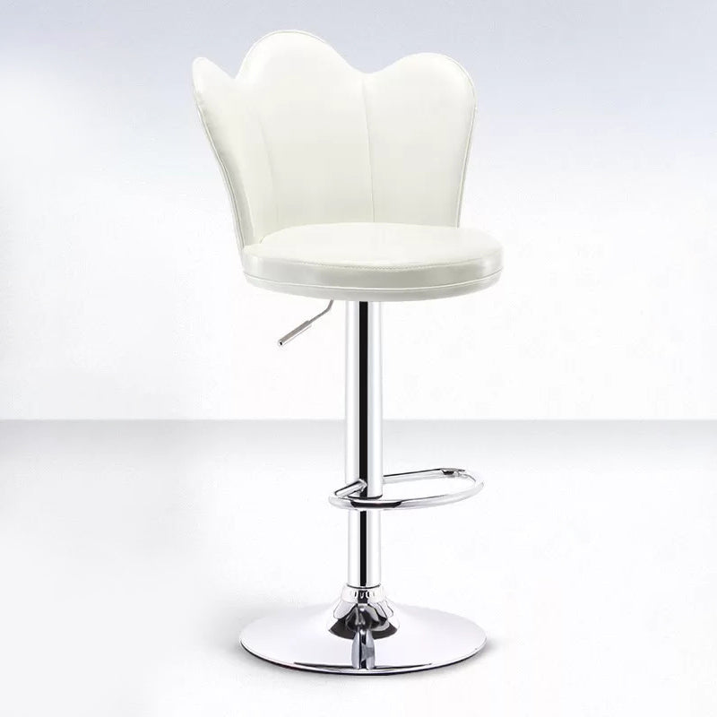 Contemporary Metal Barstool Velvet Footrest Low Back Stool with Swivel in Matte Finish