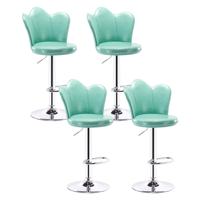 Contemporary Metal Barstool Velvet Footrest Low Back Stool with Swivel in Matte Finish