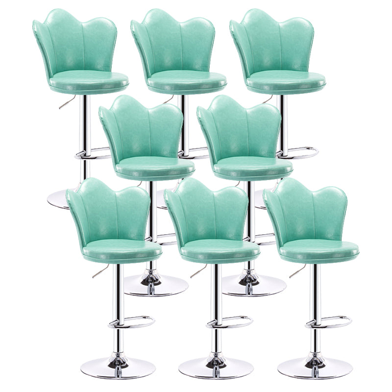 Contemporary Metal Barstool Velvet Footrest Low Back Stool with Swivel in Matte Finish