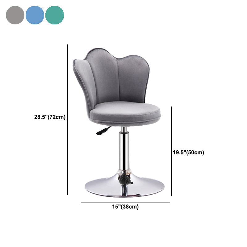 Contemporary Metal Barstool Velvet Footrest Low Back Stool with Swivel in Matte Finish