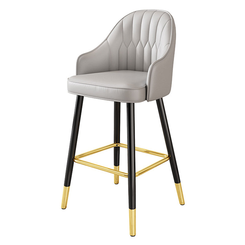 Glam Metal Stool PU Leather Barstools in Matte Finish for Indoor