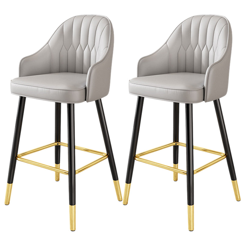 Glam Metal Stool PU Leather Barstools in Matte Finish for Indoor