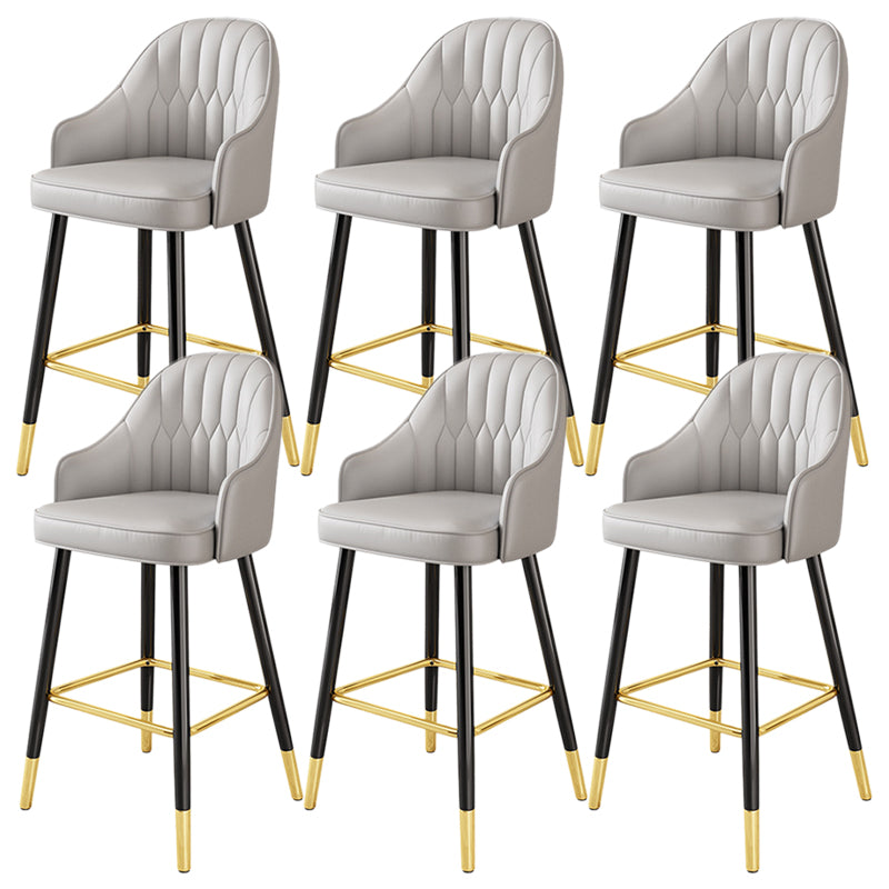 Glam Metal Stool PU Leather Barstools in Matte Finish for Indoor