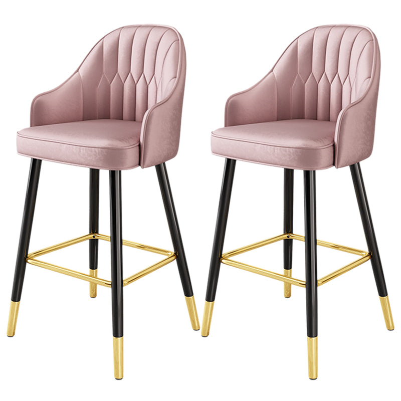 Glam Metal Stool PU Leather Barstools in Matte Finish for Indoor