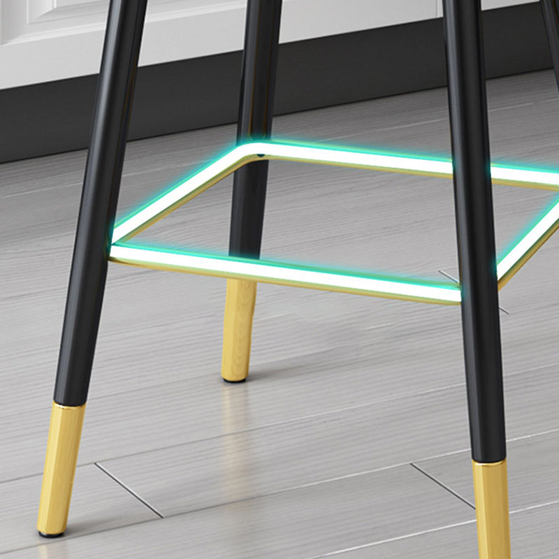 Glam Metal Stool PU Leather Barstools in Matte Finish for Indoor