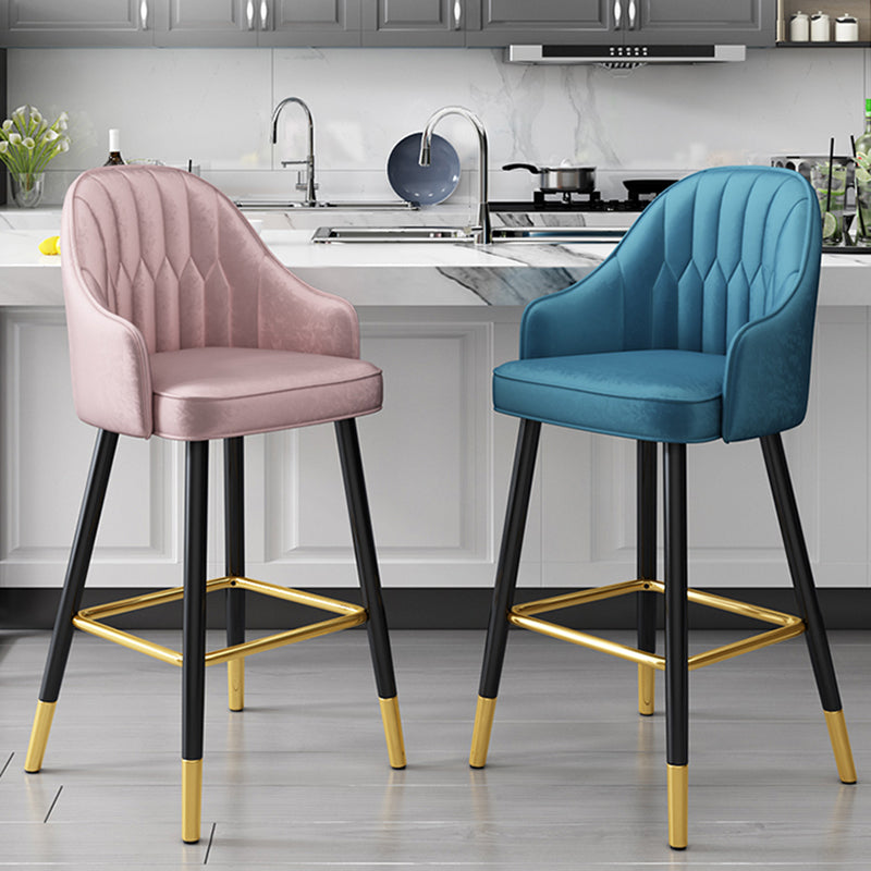 Glam Metal Stool PU Leather Barstools in Matte Finish for Indoor