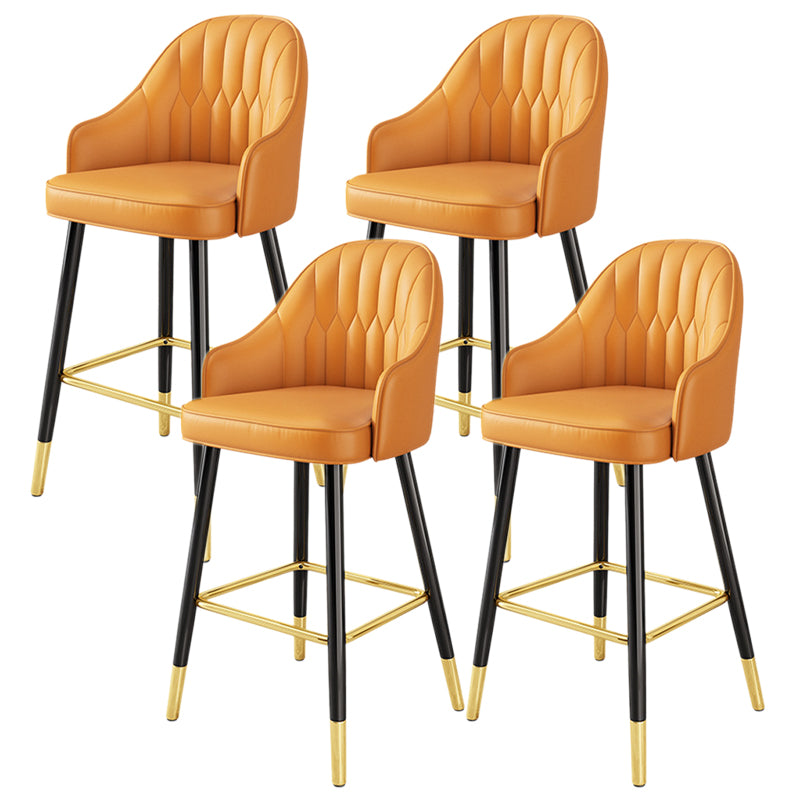 Glam Metal Stool PU Leather Barstools in Matte Finish for Indoor