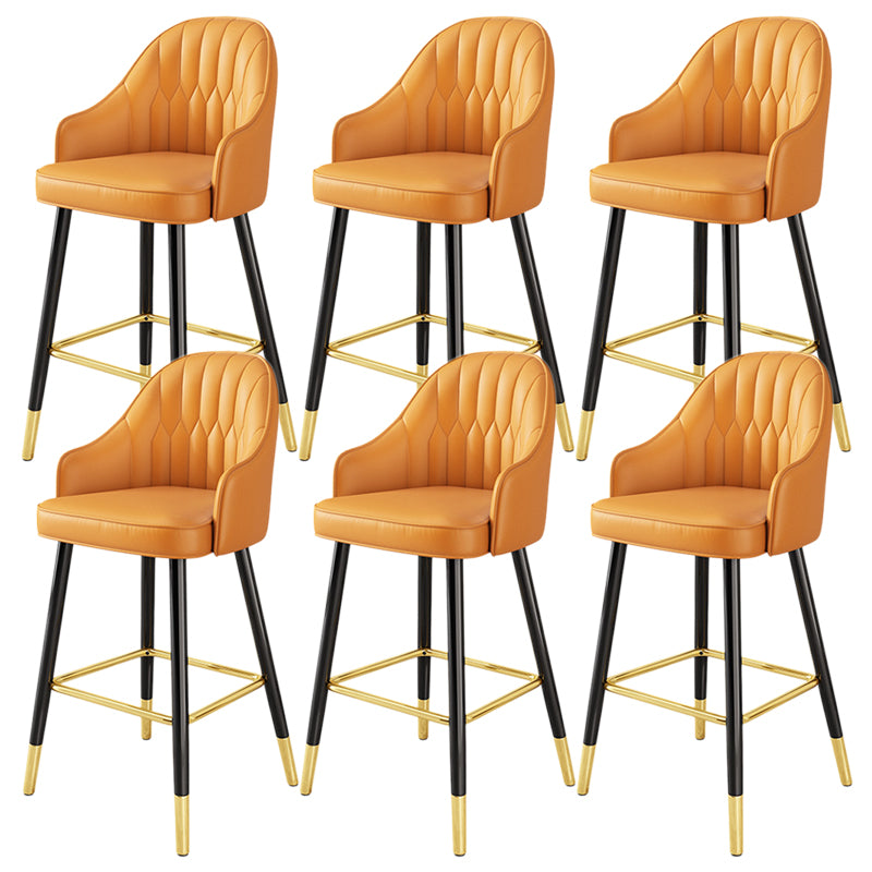 Glam Metal Stool PU Leather Barstools in Matte Finish for Indoor