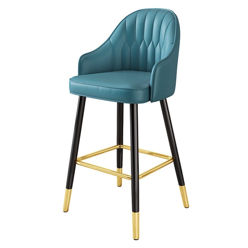 Glam Metal Stool PU Leather Barstools in Matte Finish for Indoor