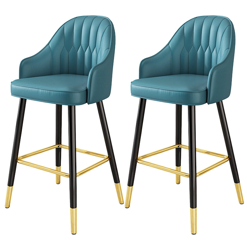 Glam Metal Stool PU Leather Barstools in Matte Finish for Indoor