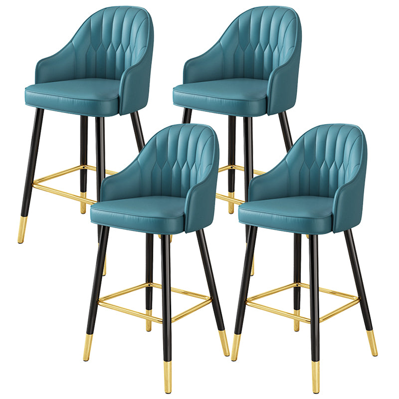 Glam Metal Stool PU Leather Barstools in Matte Finish for Indoor