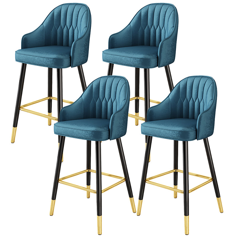 Glam Metal Stool PU Leather Barstools in Matte Finish for Indoor