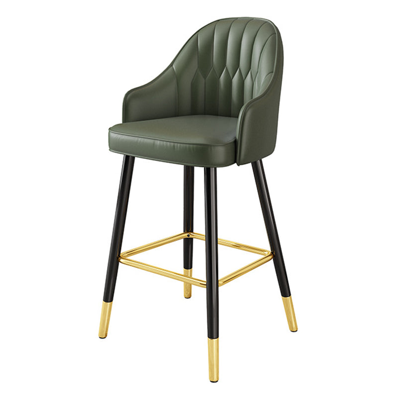 Glam Metal Stool PU Leather Barstools in Matte Finish for Indoor