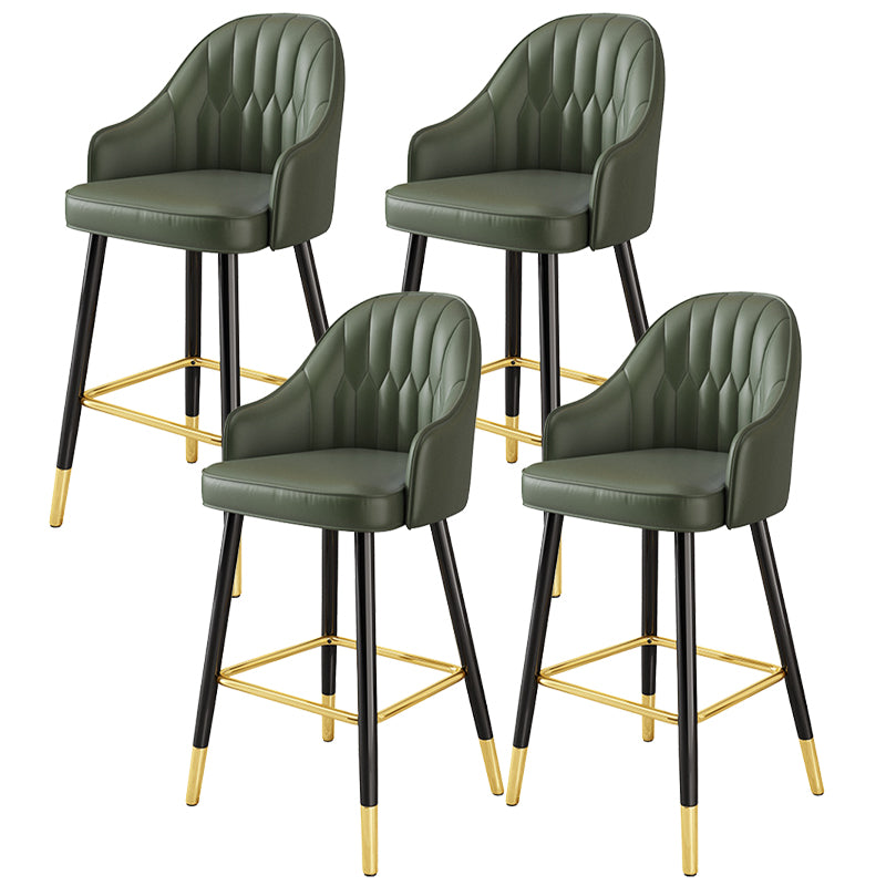 Glam Metal Stool PU Leather Barstools in Matte Finish for Indoor