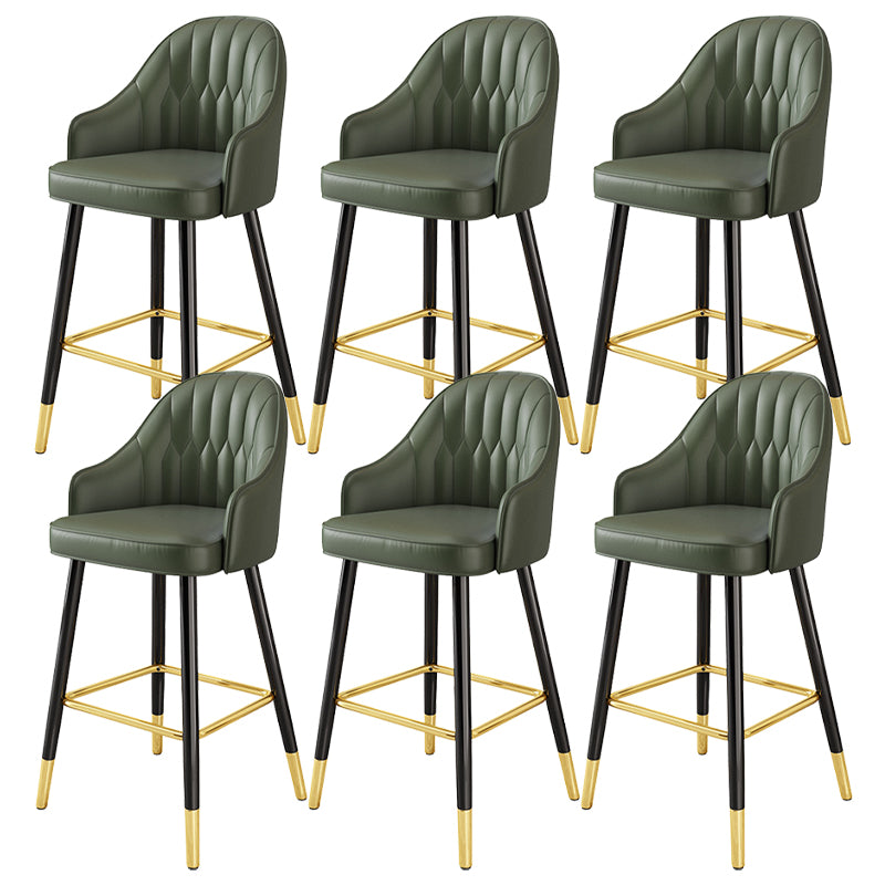 Glam Metal Stool PU Leather Barstools in Matte Finish for Indoor