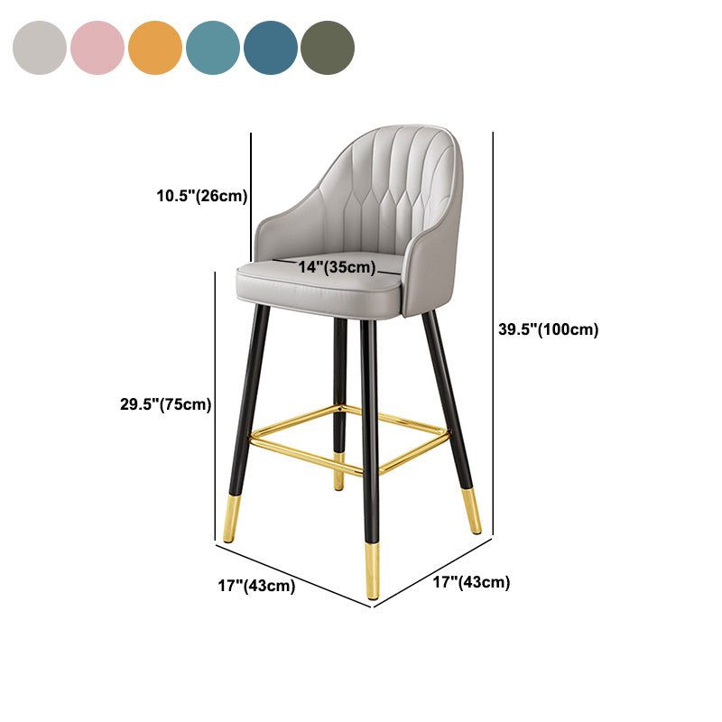 Glam Metal Stool PU Leather Barstools in Matte Finish for Indoor