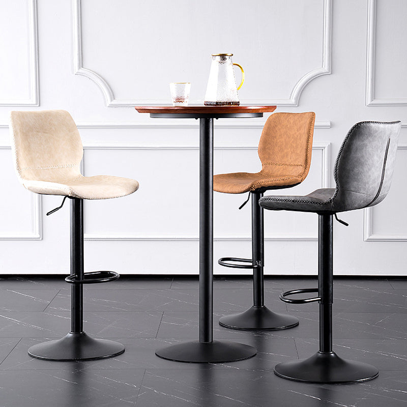 Contemporary Metal Barstool PU Leather Barstools in Matte Finish for Home