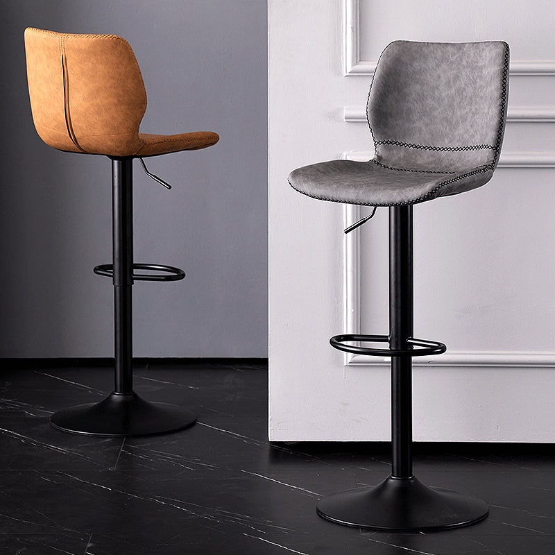 Contemporary Metal Barstool PU Leather Barstools in Matte Finish for Home