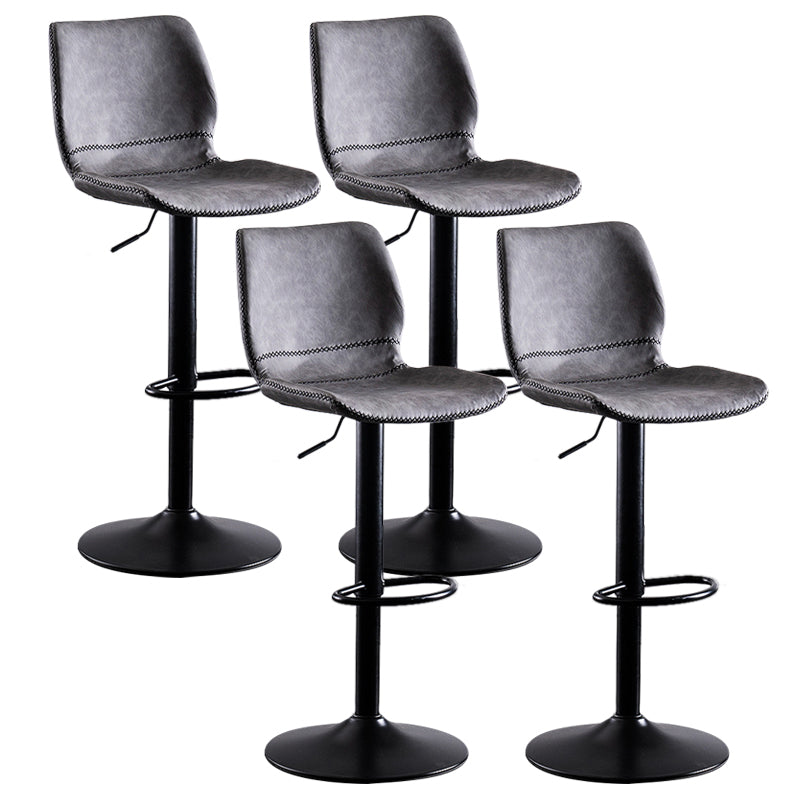 Contemporary Metal Barstool PU Leather Barstools in Matte Finish for Home