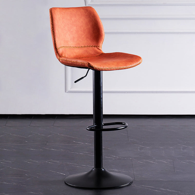 Contemporary Metal Barstool PU Leather Barstools in Matte Finish for Home