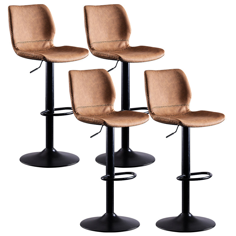 Contemporary Metal Barstool PU Leather Barstools in Matte Finish for Home