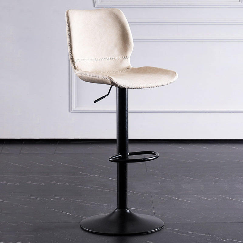 Contemporary Metal Barstool PU Leather Barstools in Matte Finish for Home