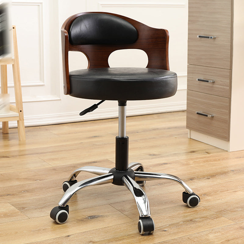 Contemporary Metal Barstool Faux Leather Round Seat Counter Stool with Swivel
