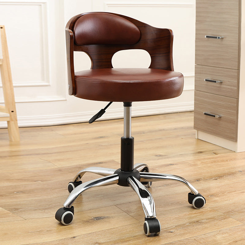 Contemporary Metal Barstool Faux Leather Round Seat Counter Stool with Swivel