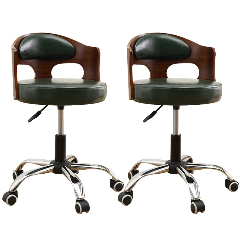 Contemporary Metal Barstool Faux Leather Round Seat Counter Stool with Swivel