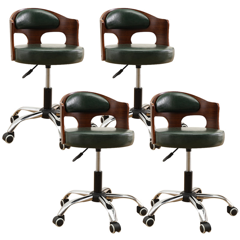 Contemporary Metal Barstool Faux Leather Round Seat Counter Stool with Swivel