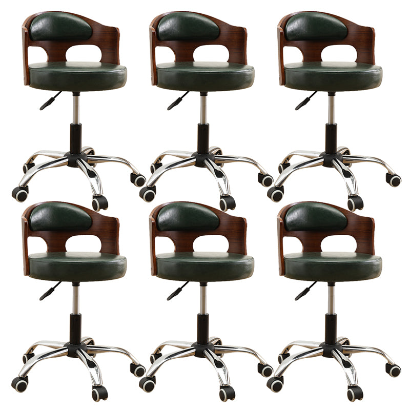 Contemporary Metal Barstool Faux Leather Round Seat Counter Stool with Swivel