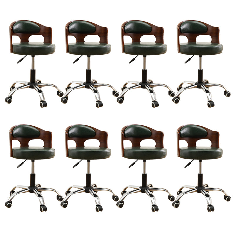 Contemporary Metal Barstool Faux Leather Round Seat Counter Stool with Swivel