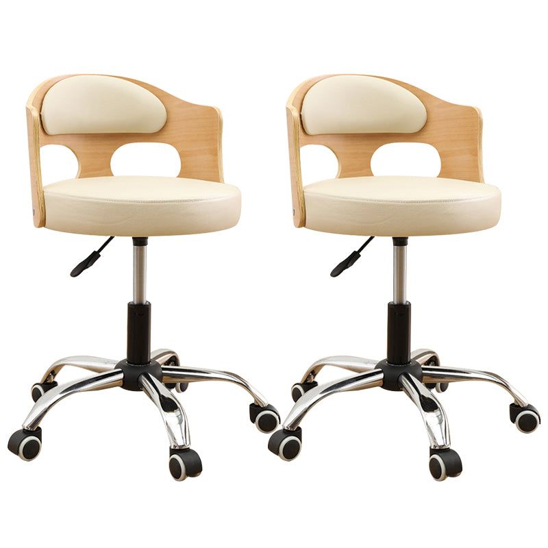 Contemporary Metal Barstool Faux Leather Round Seat Counter Stool with Swivel