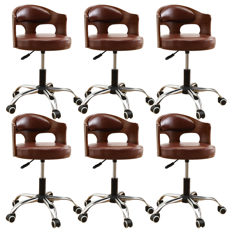 Contemporary Metal Barstool Faux Leather Round Seat Counter Stool with Swivel