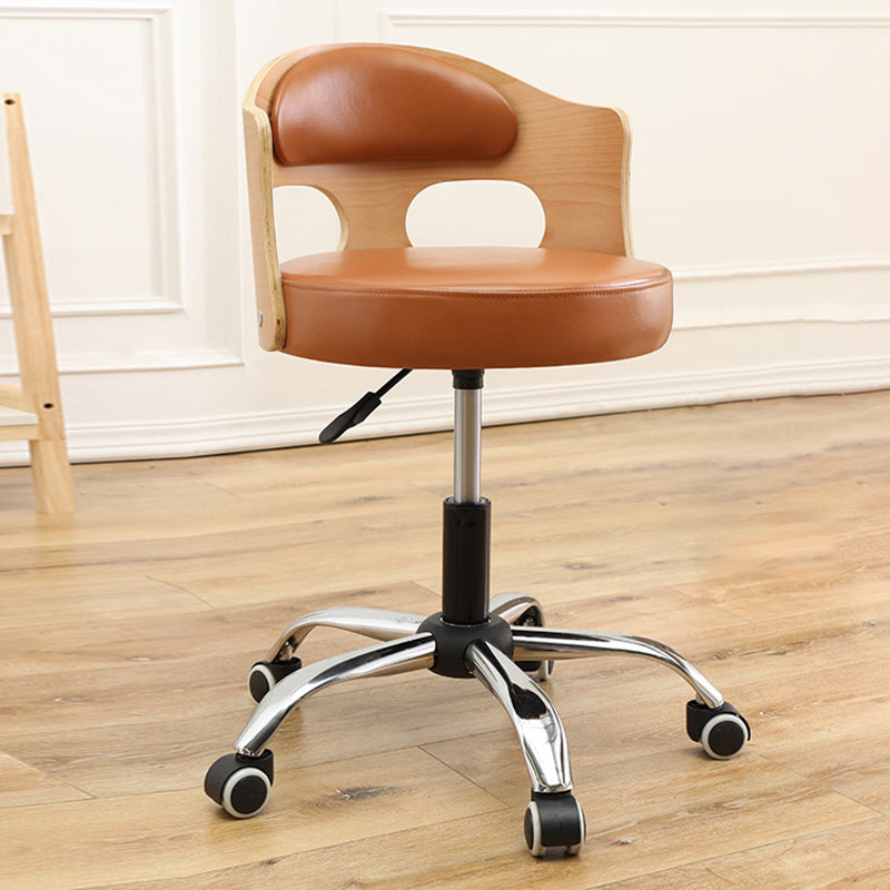 Contemporary Metal Barstool Faux Leather Round Seat Counter Stool with Swivel