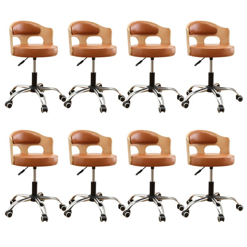 Contemporary Metal Barstool Faux Leather Round Seat Counter Stool with Swivel