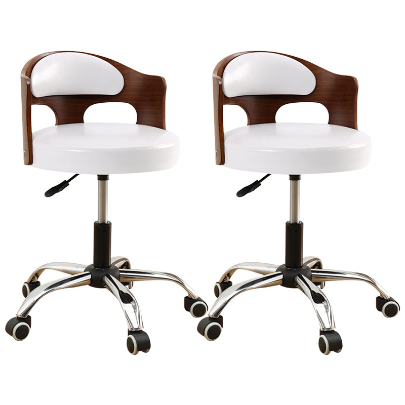 Contemporary Metal Barstool Faux Leather Round Seat Counter Stool with Swivel