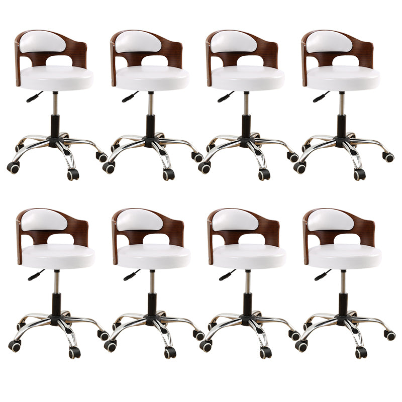 Contemporary Metal Barstool Faux Leather Round Seat Counter Stool with Swivel