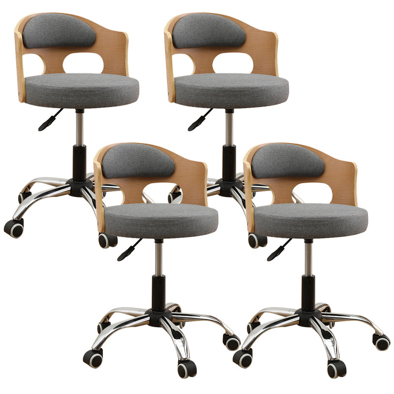 Contemporary Metal Barstool Faux Leather Round Seat Counter Stool with Swivel