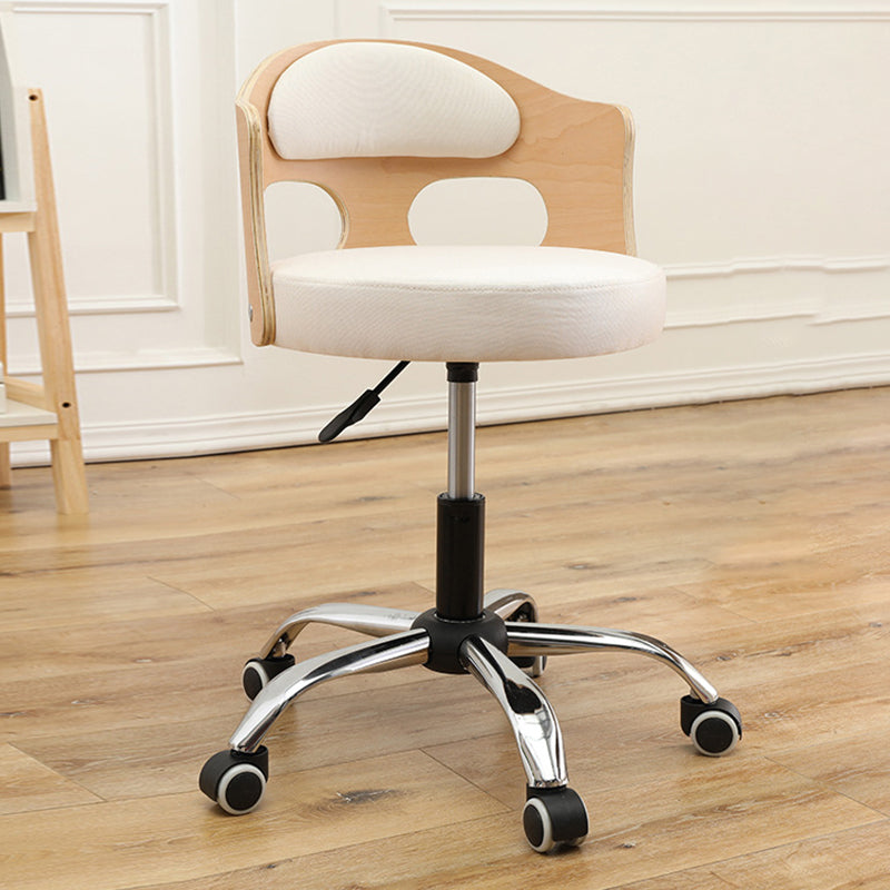 Contemporary Metal Barstool Faux Leather Round Seat Counter Stool with Swivel