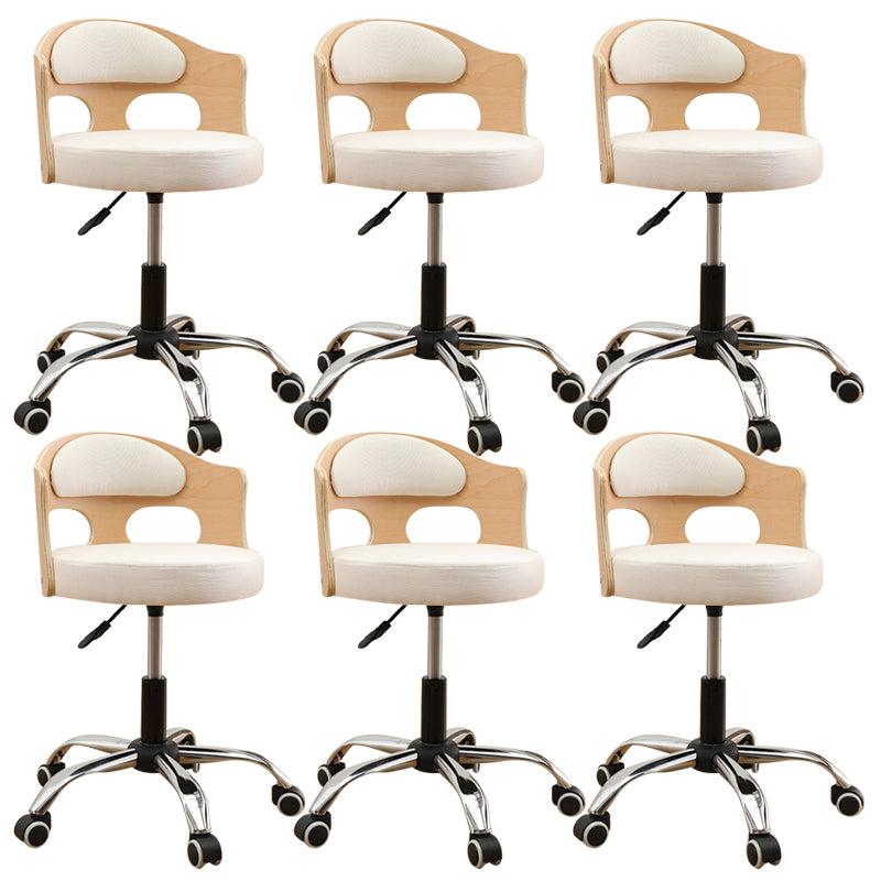 Contemporary Metal Barstool Faux Leather Round Seat Counter Stool with Swivel